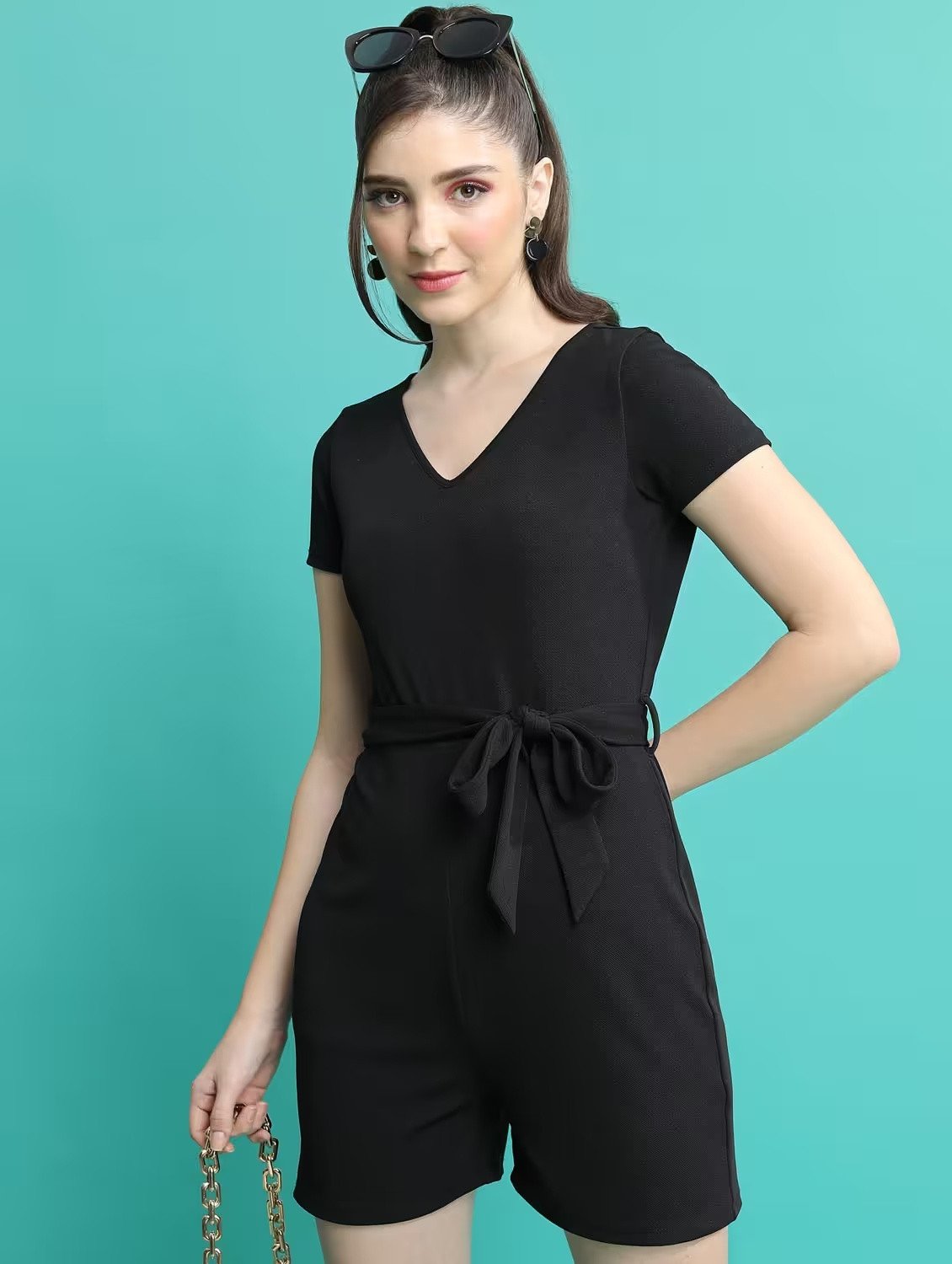 Women solid romper jumpsuit