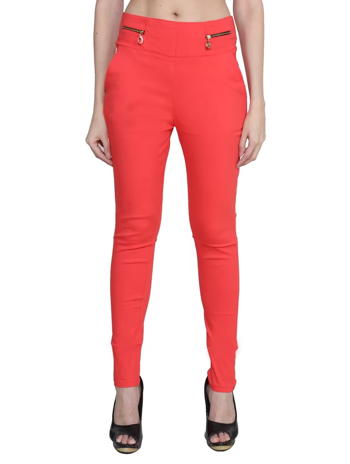 Orange nylon jeggings
