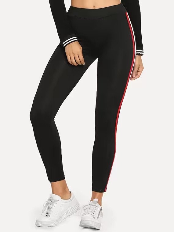 Side taped high rise jegging