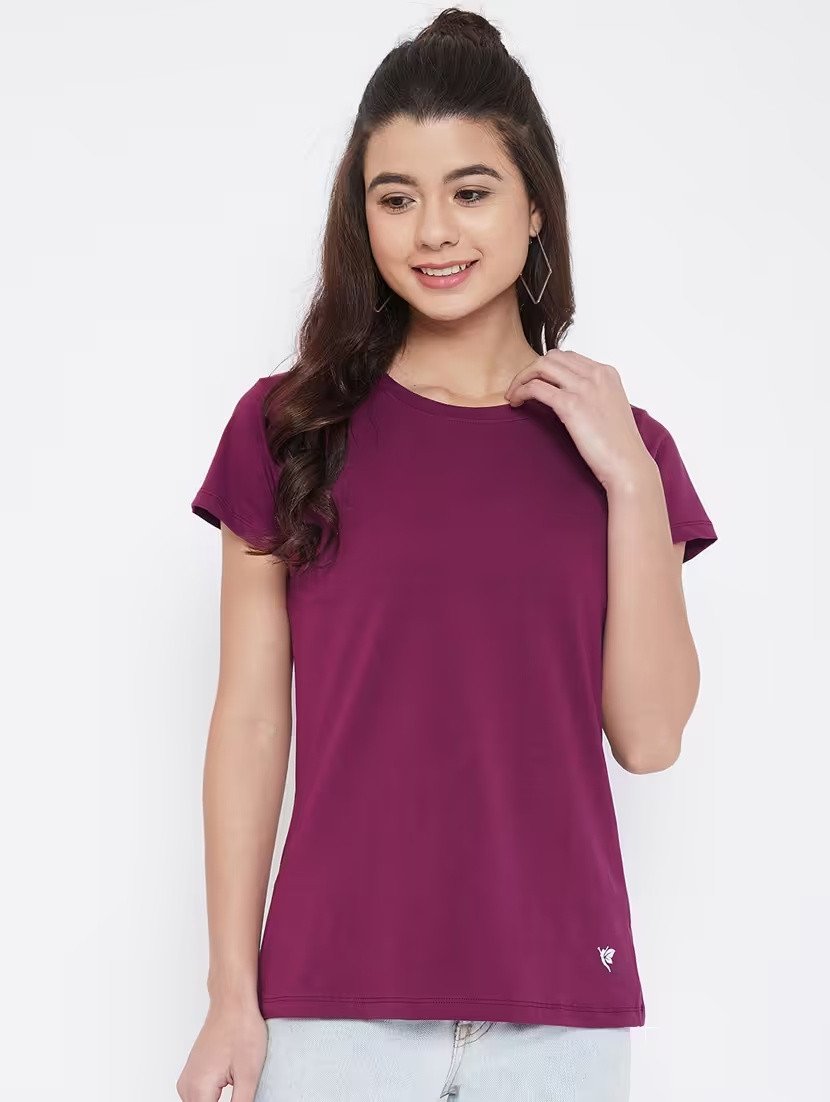 Women's plain round neck t-shirt